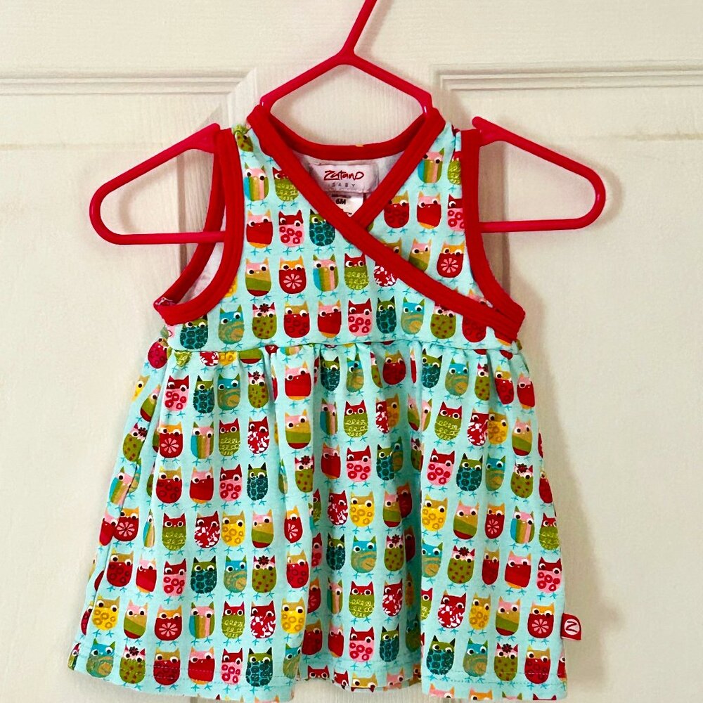 Zutano baby girls dress 6 mo owls - Picture 1 of 3
